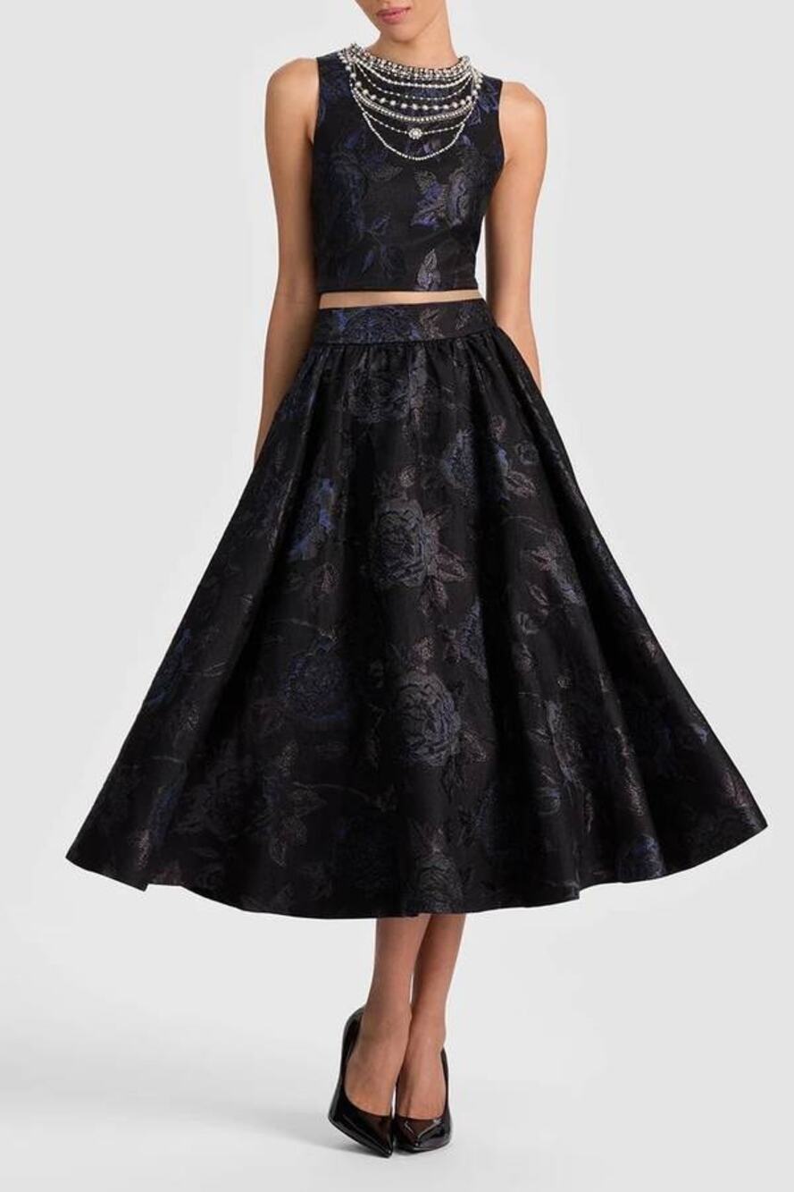 Alice + Olivia Nilda Voluminous Midi Skirt in Black 2